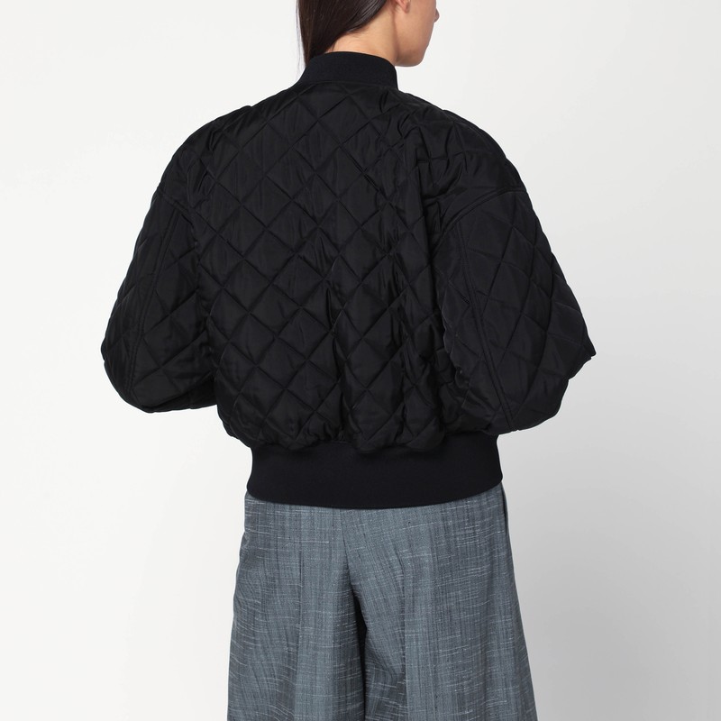 Jil Sander Quilted Jacket With Monogram Design In Black