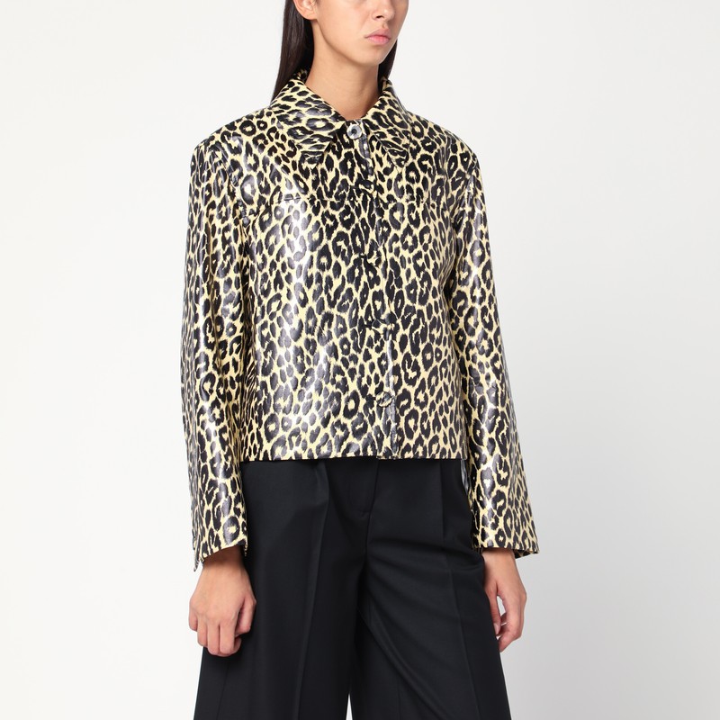 Leopard print jacket in coated fabric