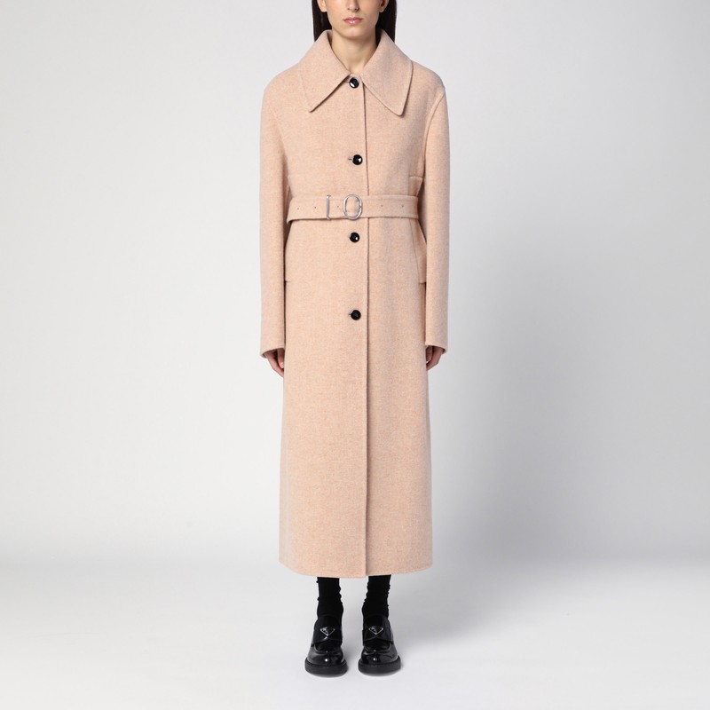 Pink granite wool coat