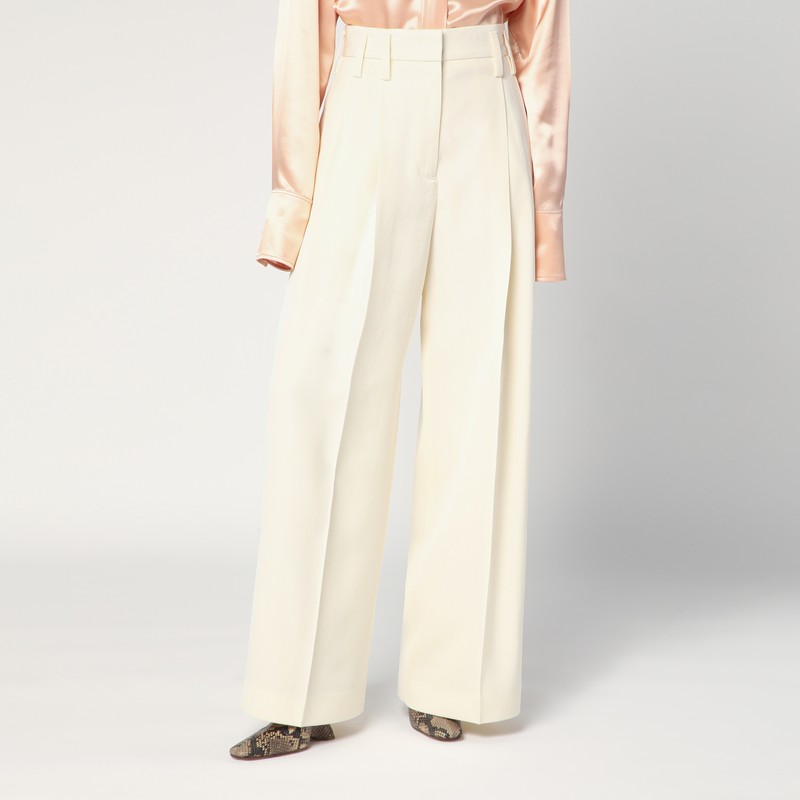 Wide cream trousers in silk blend - Jil Sander - Modalova