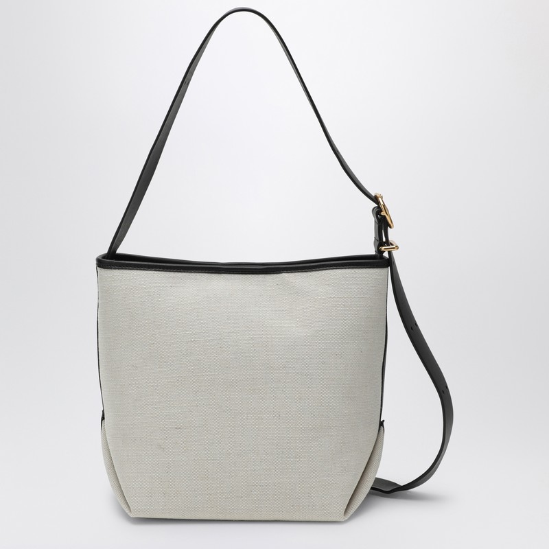 Jil Sander Canvas Tote Bag With Adjustable Strap And Contrast Trim In Beige