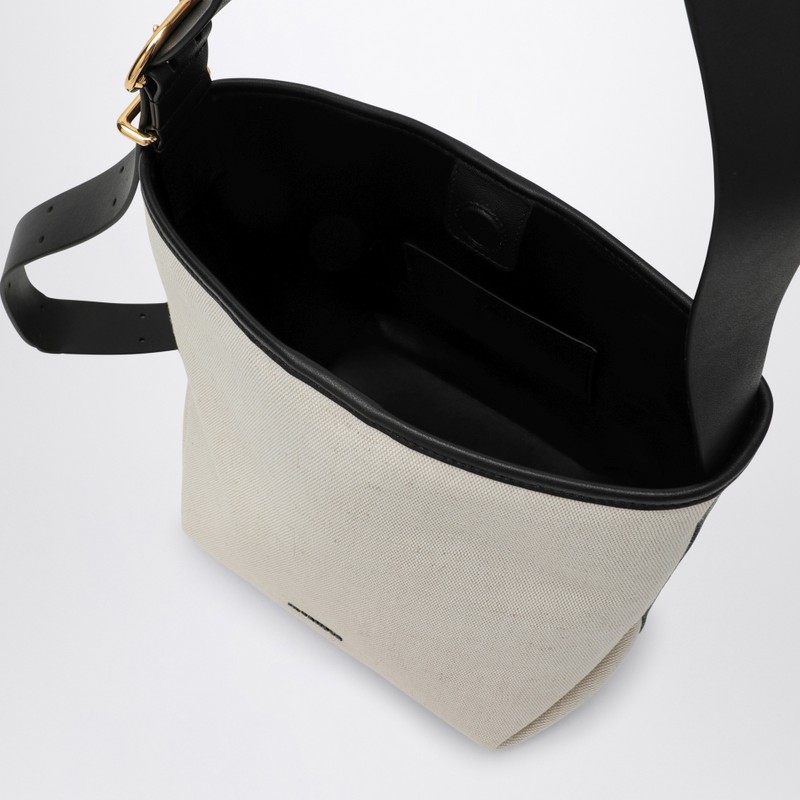 Jil Sander Canvas Tote Bag With Adjustable Strap And Contrast Trim In Beige