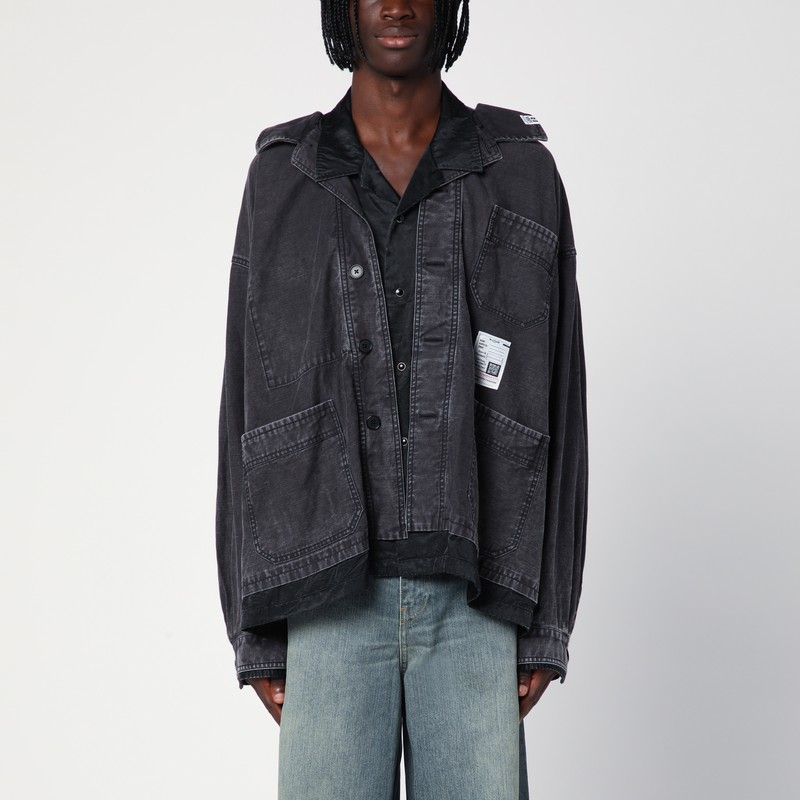 Black double-layered shirt jacket