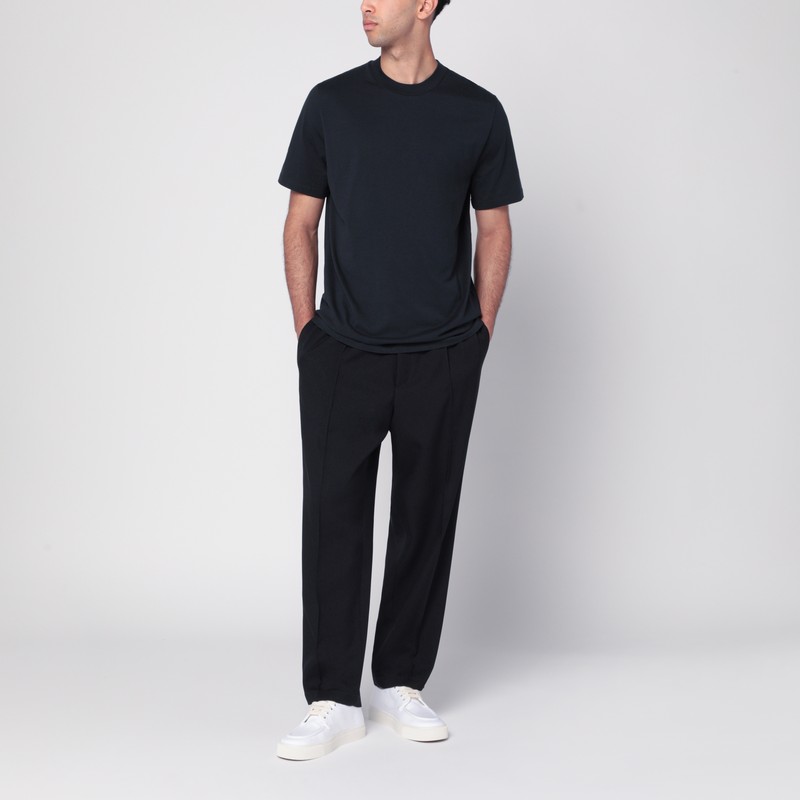 Jil Sander Midnight Blue Pants In Technical Gabardine Men In Animal Print