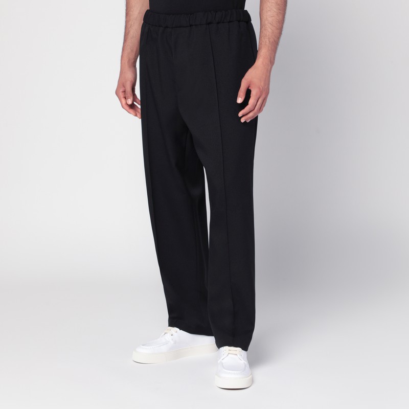 Jil Sander Midnight Blue Pants In Technical Gabardine Men In Animal Print