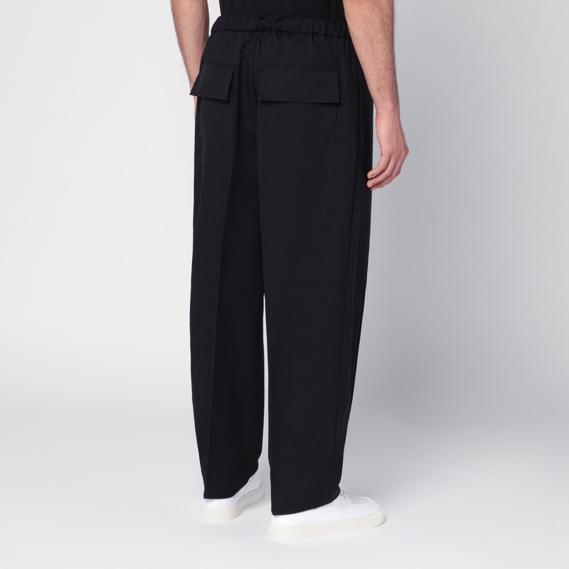 Jil Sander Midnight Blue Pants In Technical Gabardine Men In Animal Print