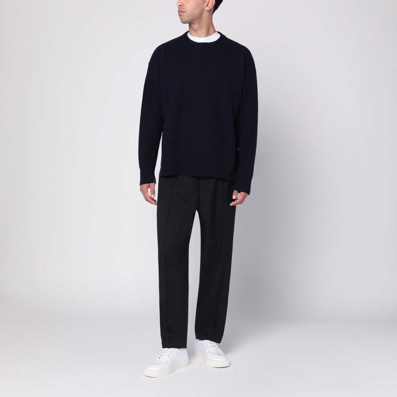 Jil Sander Midnight Blue Pants In Technical Gabardine Men In Animal Print