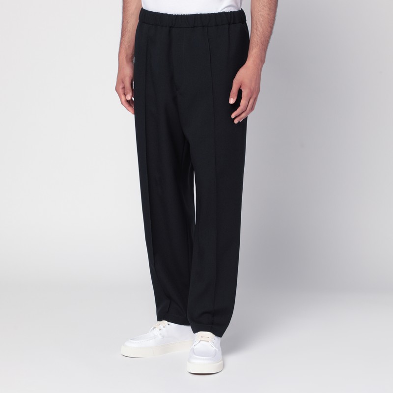 Jil Sander Midnight Blue Pants In Technical Gabardine Men In Animal Print