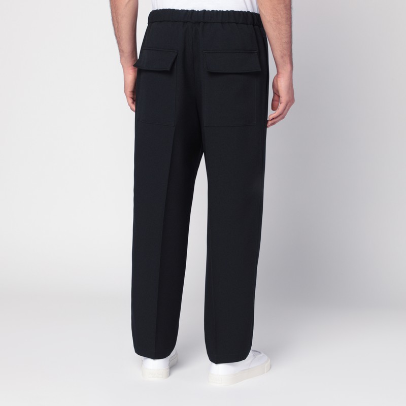 Jil Sander Midnight Blue Pants In Technical Gabardine Men In Animal Print