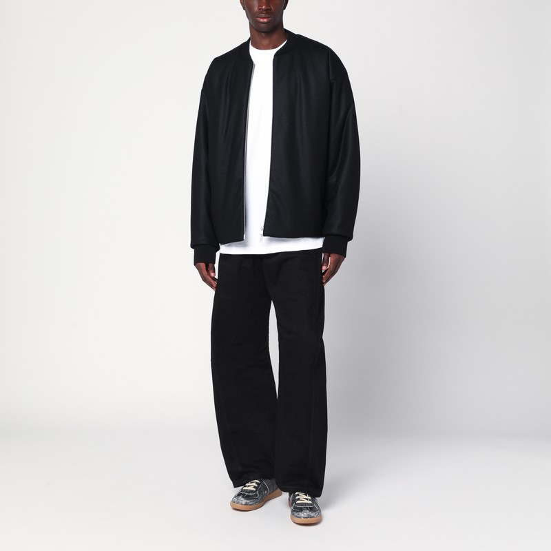 Jil Sander Black Wool Bomber Jacket In Black