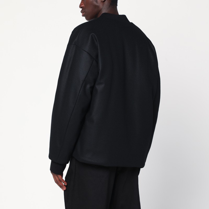 Jil Sander Black Wool Bomber Jacket In Black