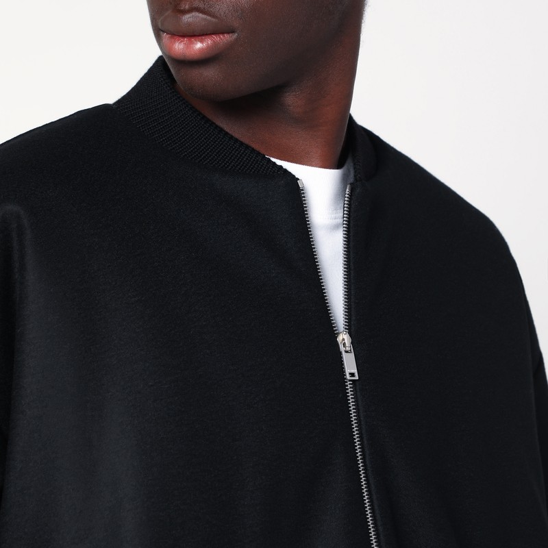 Jil Sander Black Wool Bomber Jacket In Black