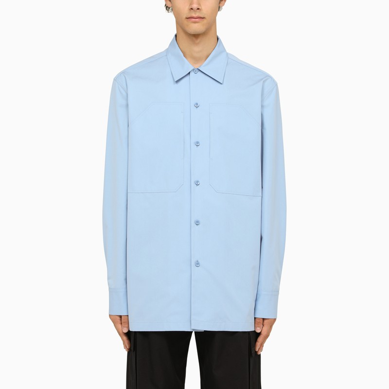 Jil sander hellblaues oversize-hemd mit taschen