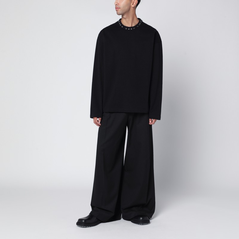 Jil Sander Black Long-sleeve T-shirt With Studs Men In Black