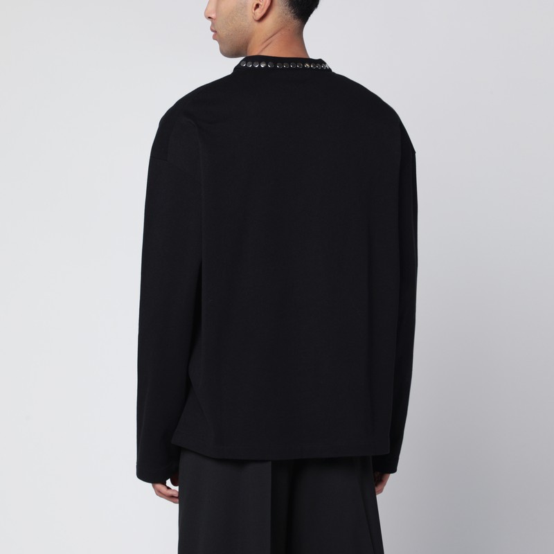 Jil Sander Black Long-sleeve T-shirt With Studs Men In Black