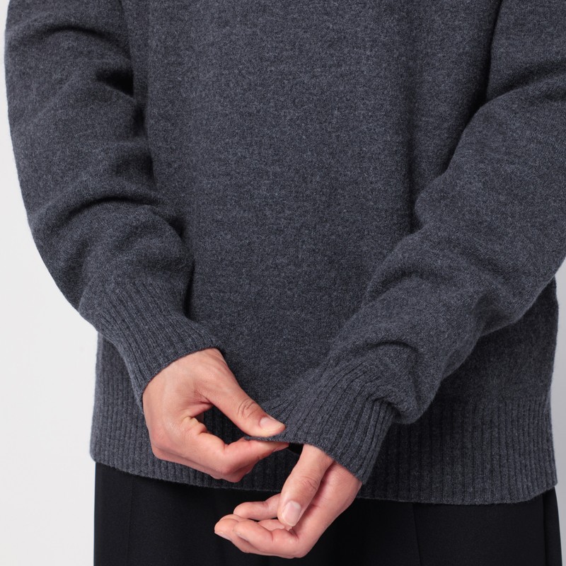 Jil Sander Grey Wool Turtleneck Sweater Men In Blue