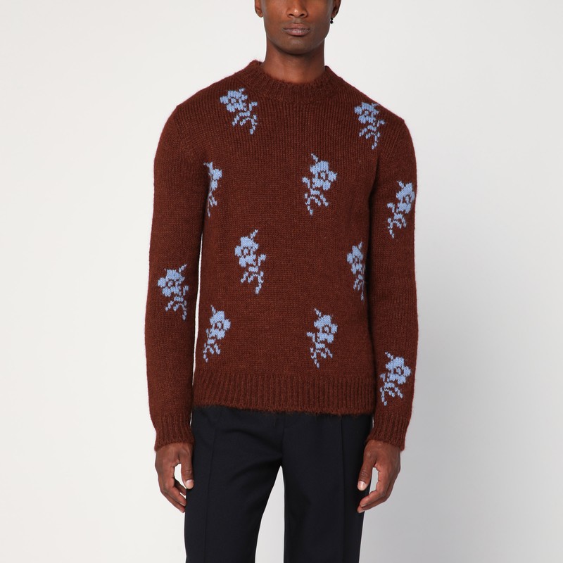 Brick-coloured alpaca sweater with embroidery - Jil Sander - Modalova