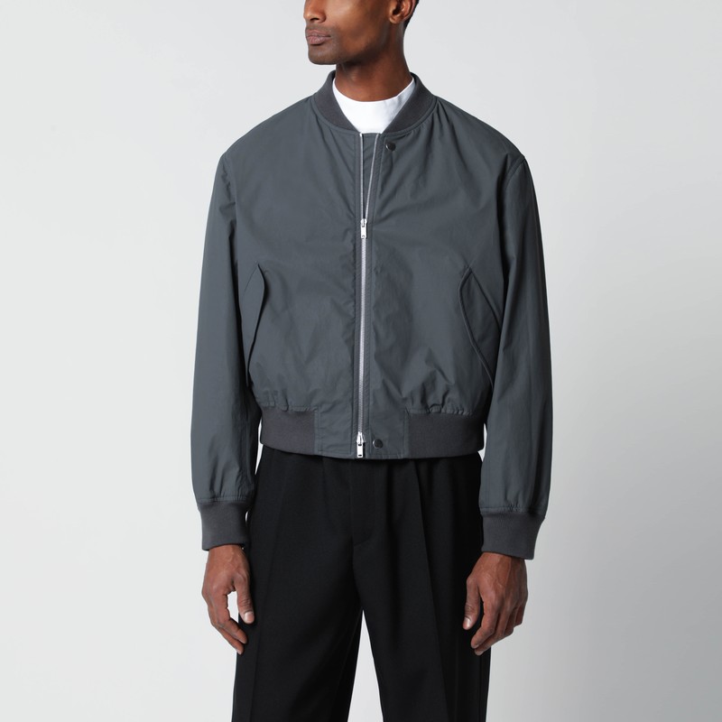 Grey cotton zip-up bomber jacket