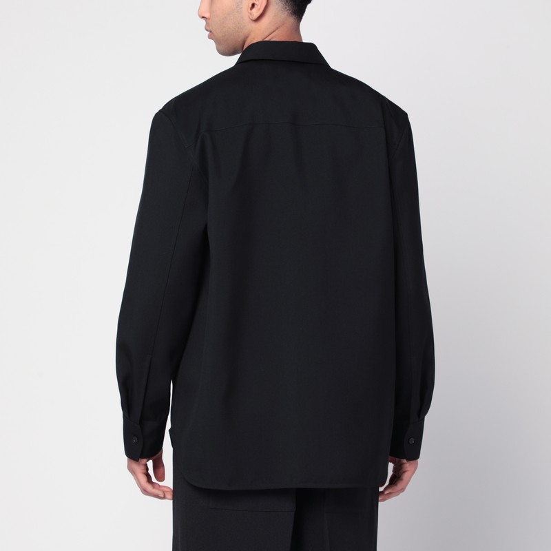 Jil Sander Black Wool Shirt With Pockets Men In Black