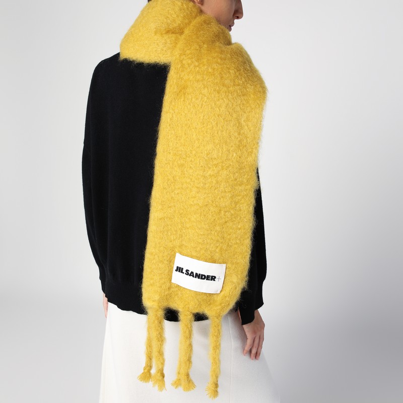 Jil Sander Yellow Mohair Blend Scarf Women In Orange