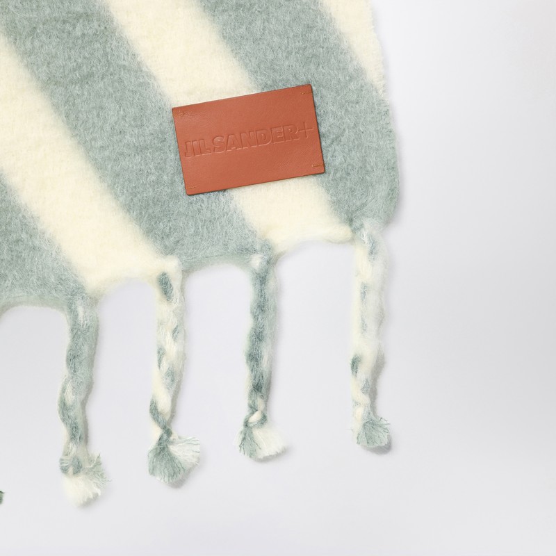 Jil Sander Mohair Blend Striped Scarf In Red