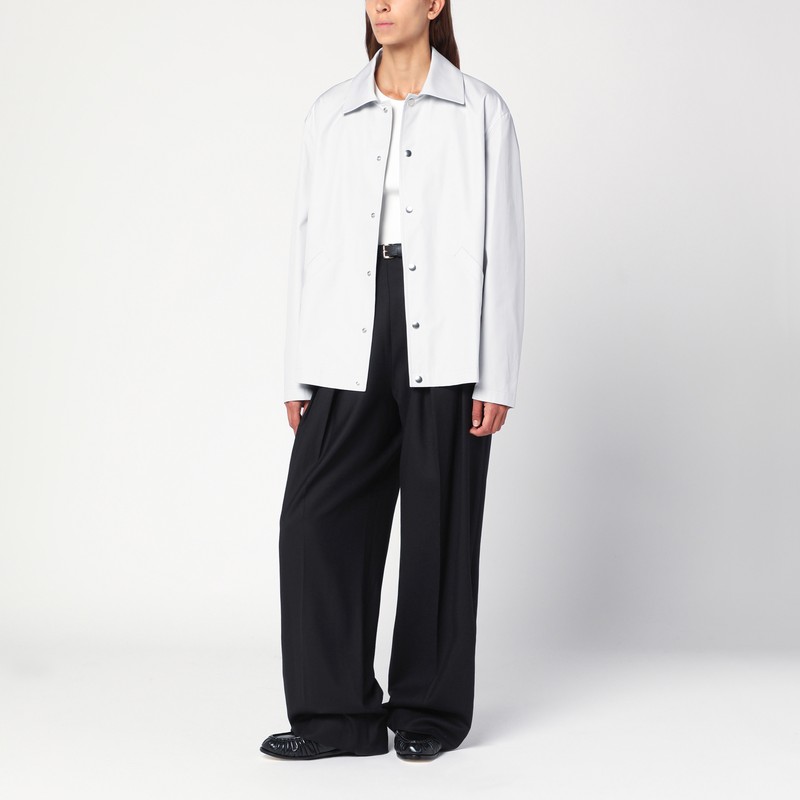Jil Sander Light Grey Cotton Taffeta Jacket With Logo In White