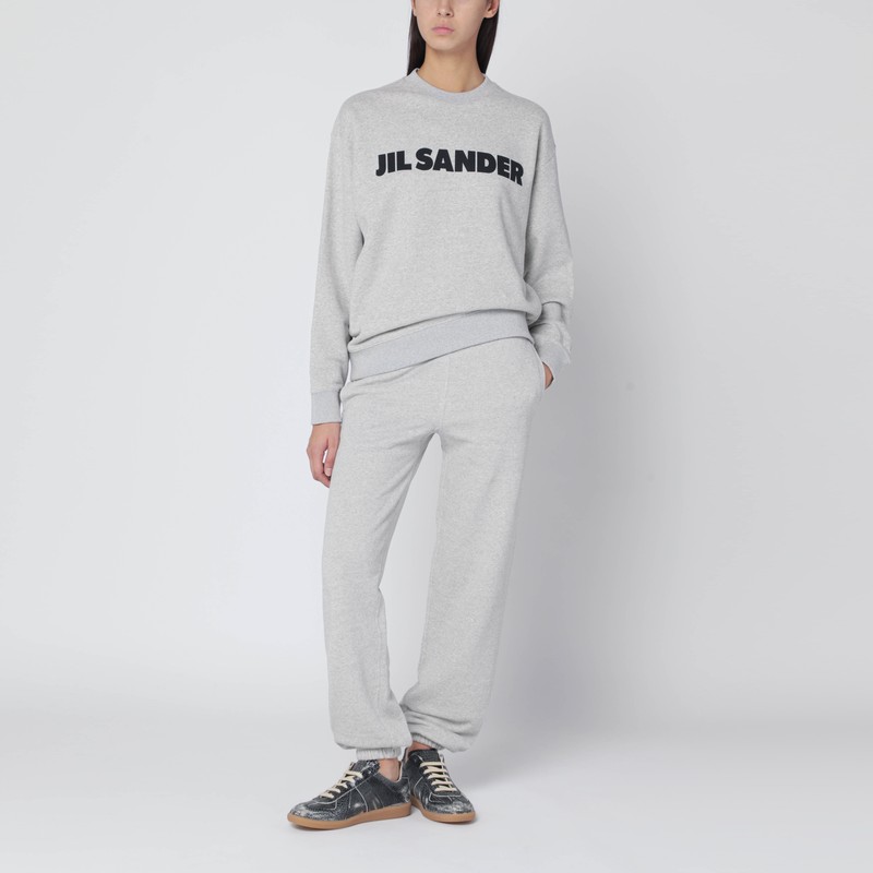 Jil Sander Light Grey Sweatshirt With Logo Print In Gray