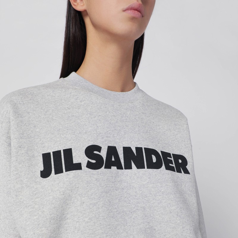 Jil Sander Light Grey Sweatshirt With Logo Print In Gray