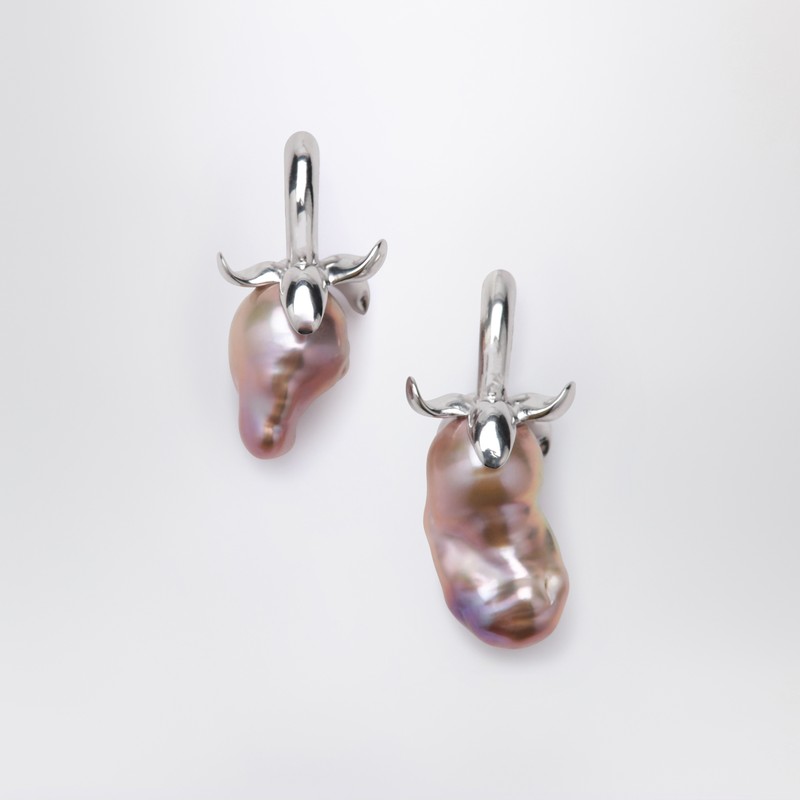 Strawberry earrings in sterling silver and pearl - Loewe - Modalova