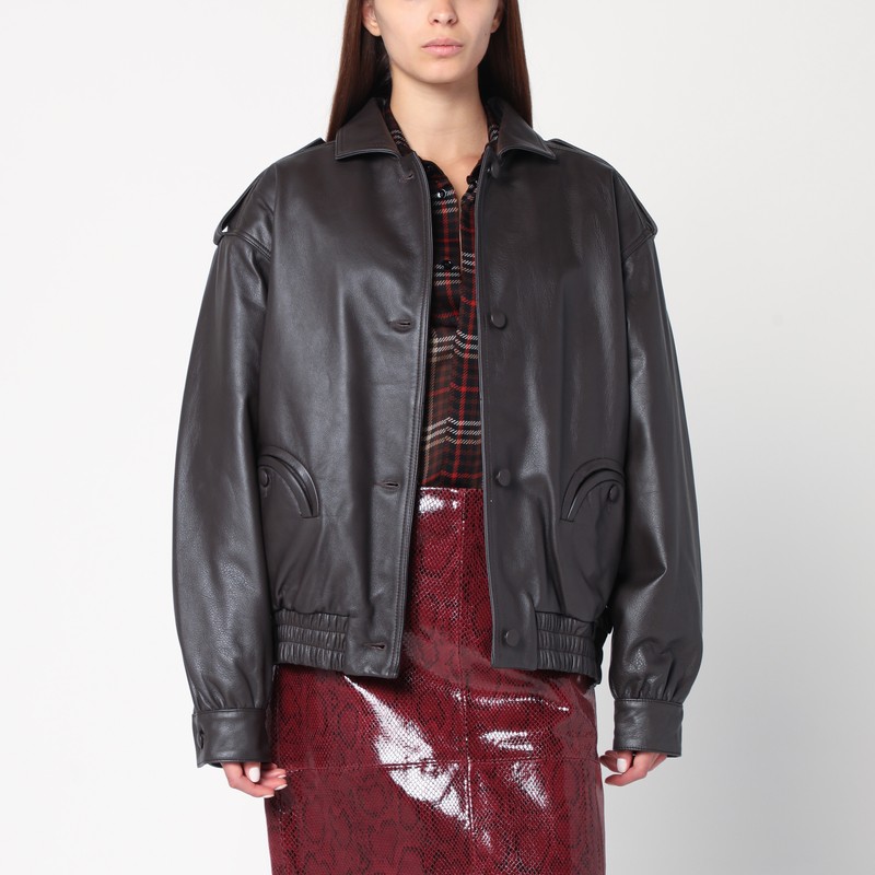 Ebony leather bomber jacket