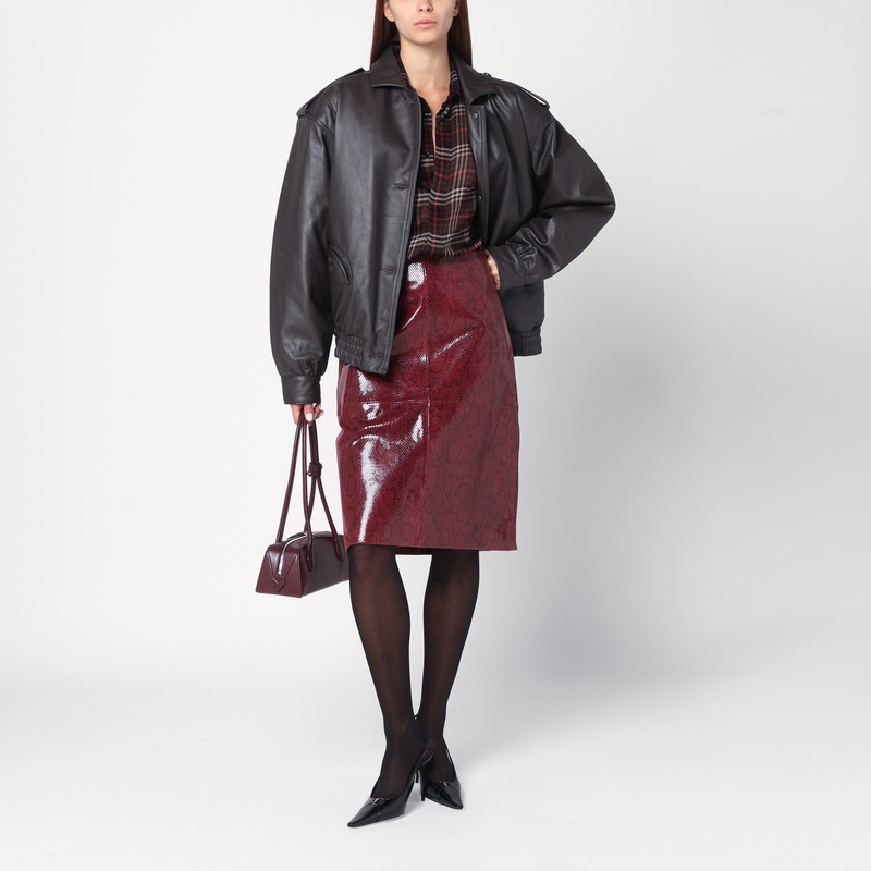 Blazé Milano Ebony Leather Bomber Jacket In Black