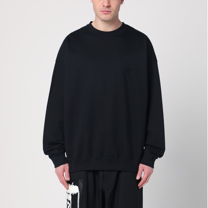 Y-3 Adidas Y 3 Black Crewneck Sweatshirt With Logo In Black