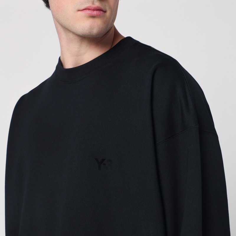Y-3 Adidas Y 3 Black Crewneck Sweatshirt With Logo In Black