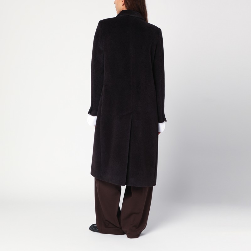 Tagliatore Brown Alpaca-blend Belted Coat In Black