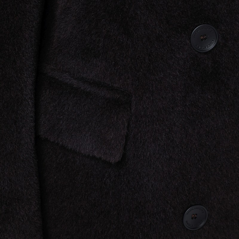Tagliatore Brown Alpaca-blend Belted Coat In Black