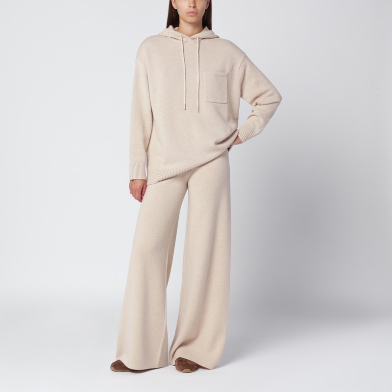Max Mara Beige Wool And Cashmere Knit Trousers In Neutral