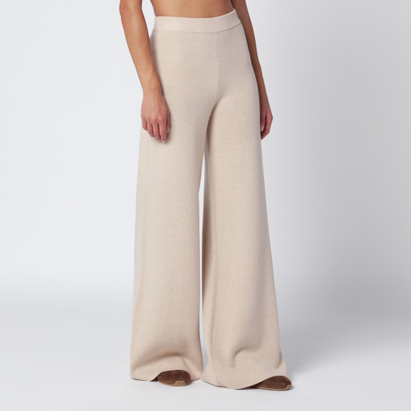 Max Mara Beige Wool And Cashmere Knit Trousers In Neutral