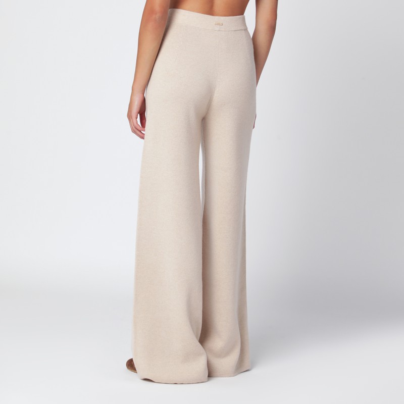 Max Mara Beige Wool And Cashmere Knit Trousers In Neutral