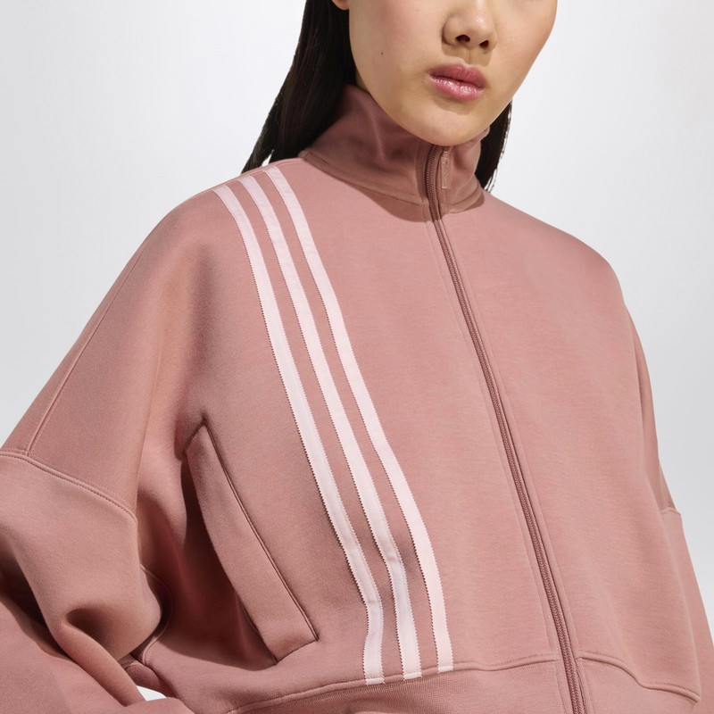 Adidas Originals Off Placed 3-stripes Zip Sweatshirt Pink In Animal Print