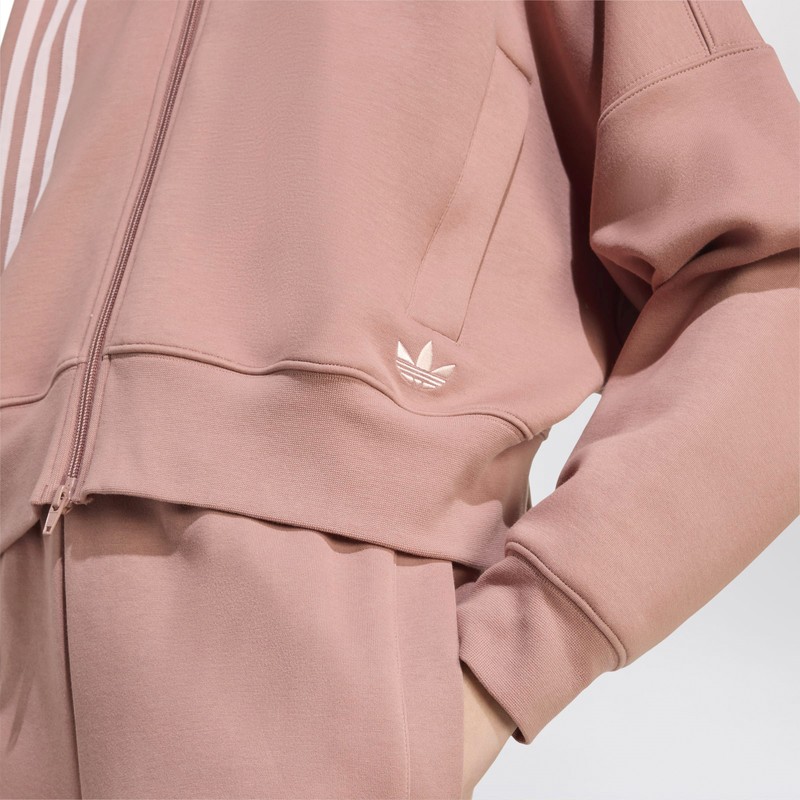 Adidas Originals Off Placed 3-stripes Zip Sweatshirt Pink In Animal Print