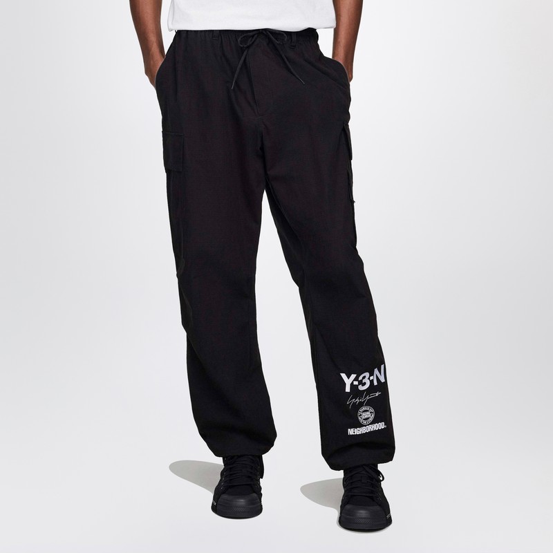 Adidas Y-3 X Neighborhood Black Cotton-blend Trousers In Black