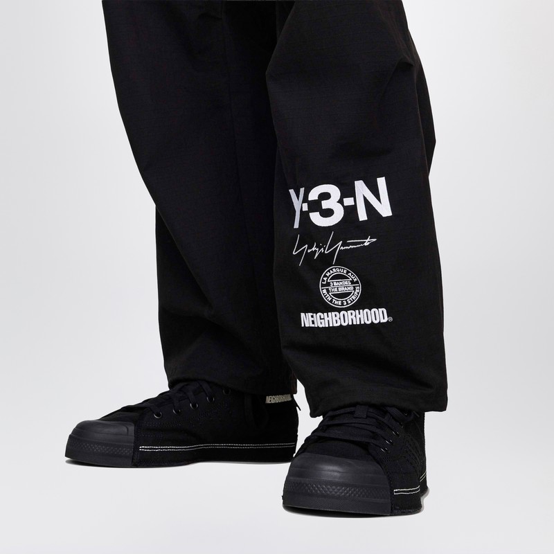Adidas Y-3 X Neighborhood Black Cotton-blend Trousers In Black