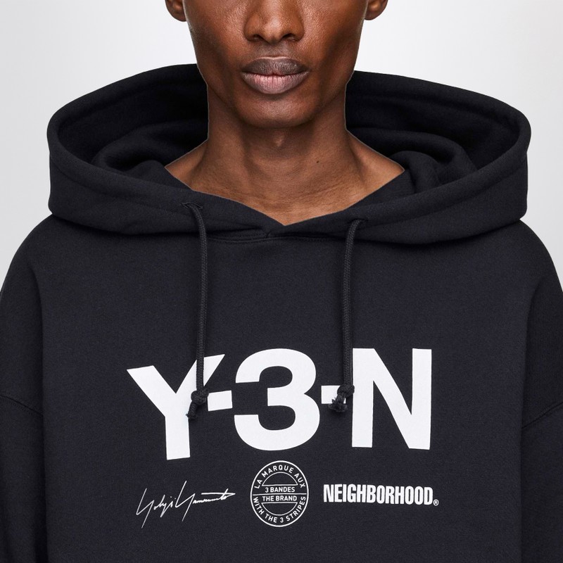 Adidas Y-3 X Neighborhood Black Cotton Hoodie In Black