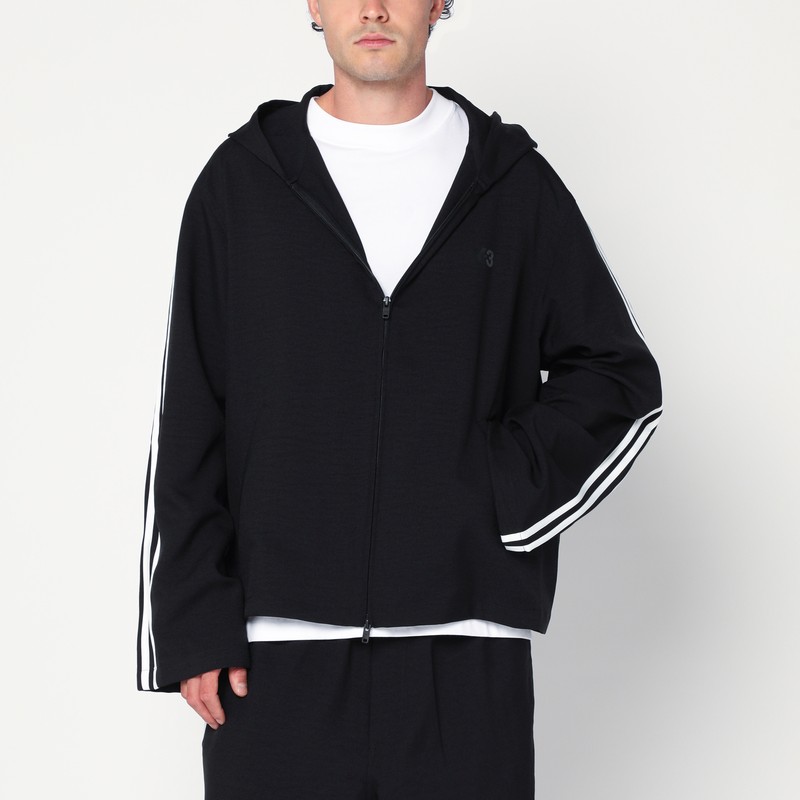 Y-3 Adidas  3-stripes Black Zip/cardigan In Black