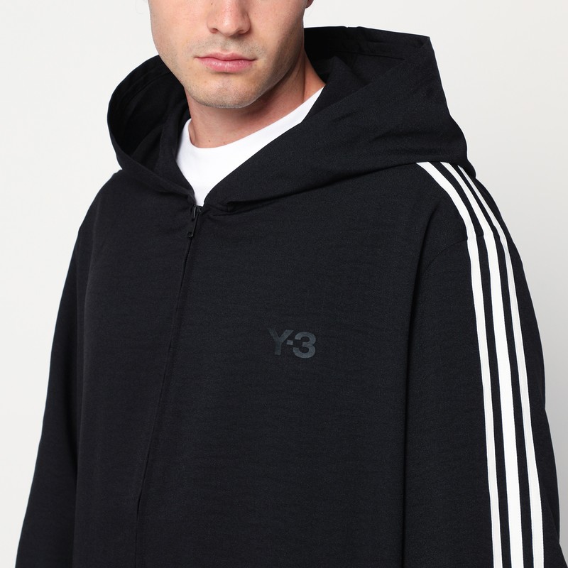 Y-3 Adidas  3-stripes Black Zip/cardigan In Black