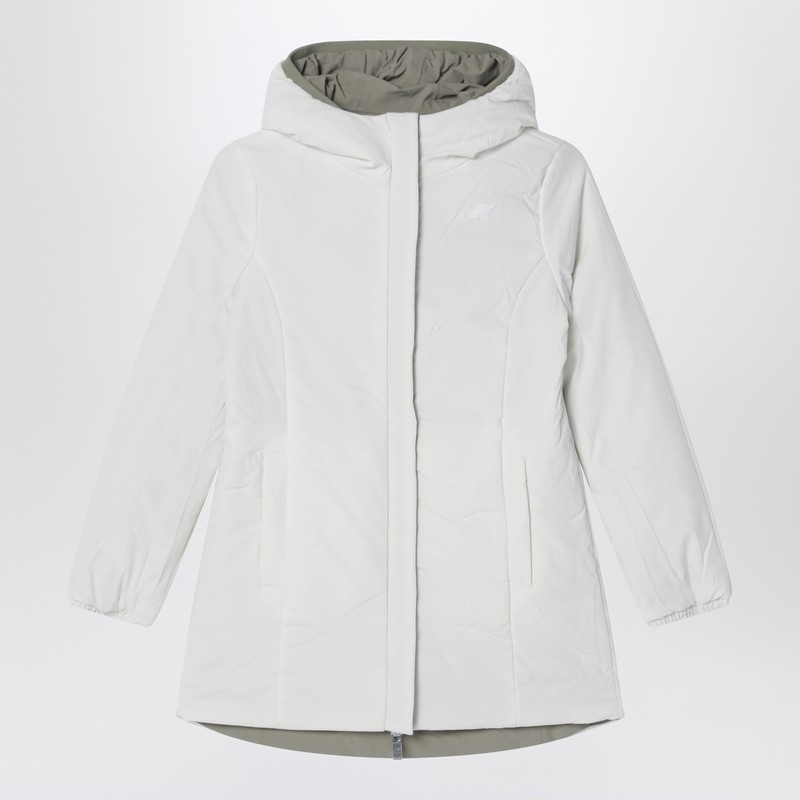K-way Denise Warm Reversible Jacket Green/gardenia White In Sand