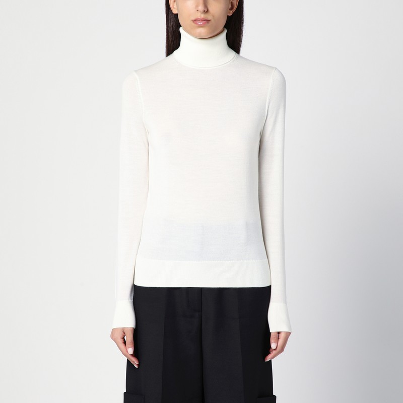 White wool turtleneck sweater