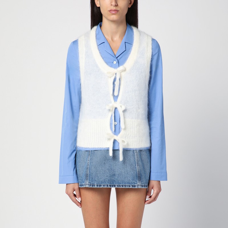 White mohair lace-up vest - GANNI - Modalova
