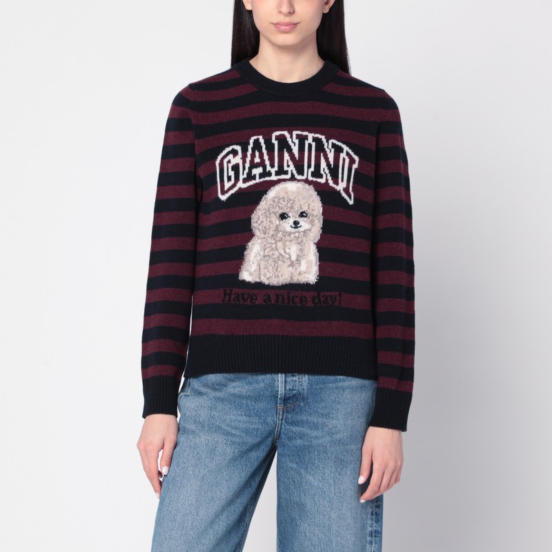 Striped sweater with poodle