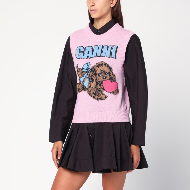 Pink Puppy wool-blend vest - GANNI - Modalova